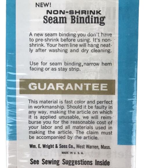 Vintage NOS Wright's Trims Non-Shrink Seam Binding Gold 46 3 Yards Sewing Crafts - Picture 4 of 4